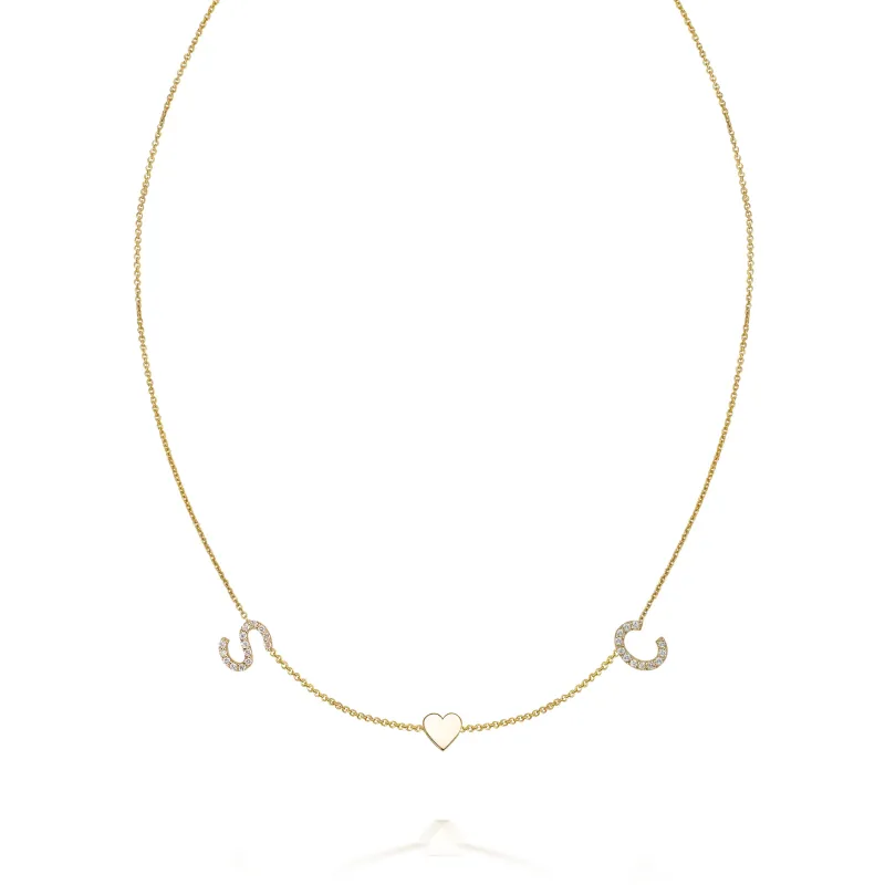 AMELIA DIAMOND DUO HEART NECKLACE sold by SARAH CHLOE