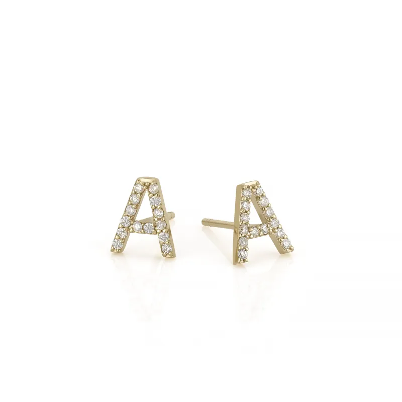 AMELIA DIAMOND INITIAL STUDS-PAIR sold by SARAH CHLOE