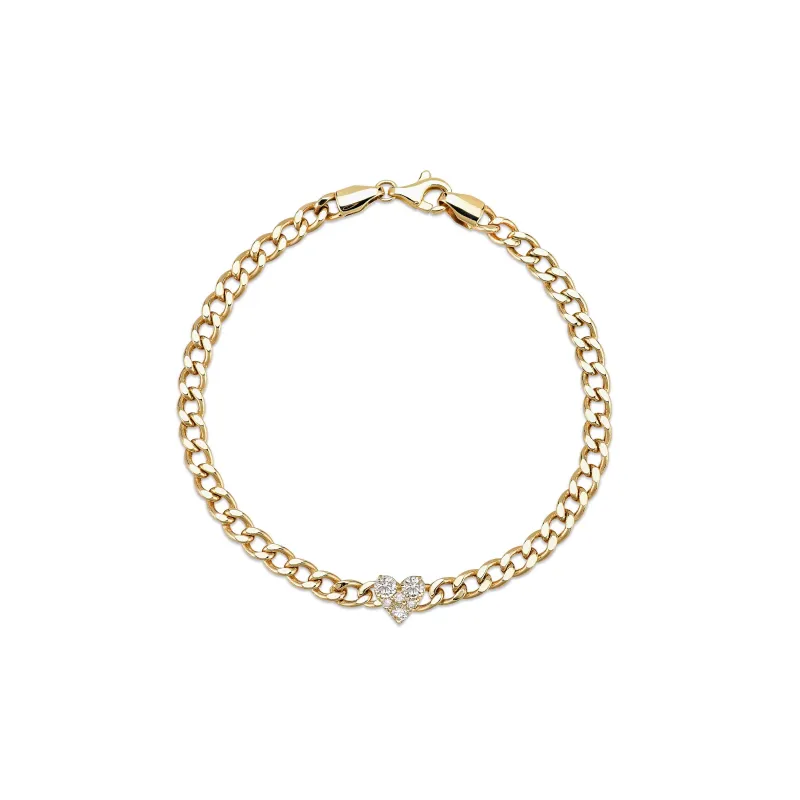 RILEY DIAMOND HEART CURB CHAIN BRACELET sold by SARAH CHLOE