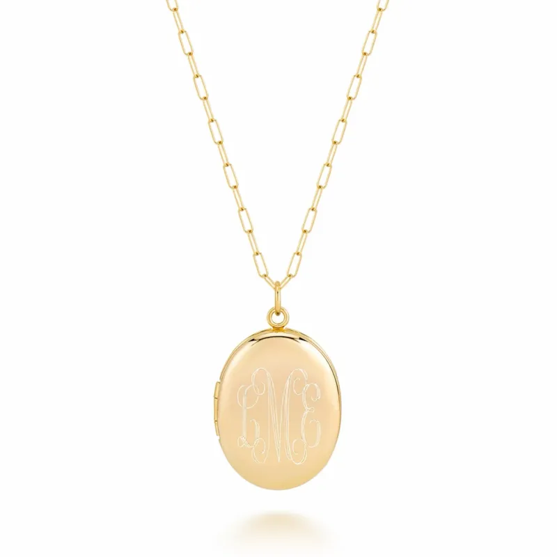 CHARLI LARGE OVAL ENGRAVED LOCKET sold by SARAH CHLOE
