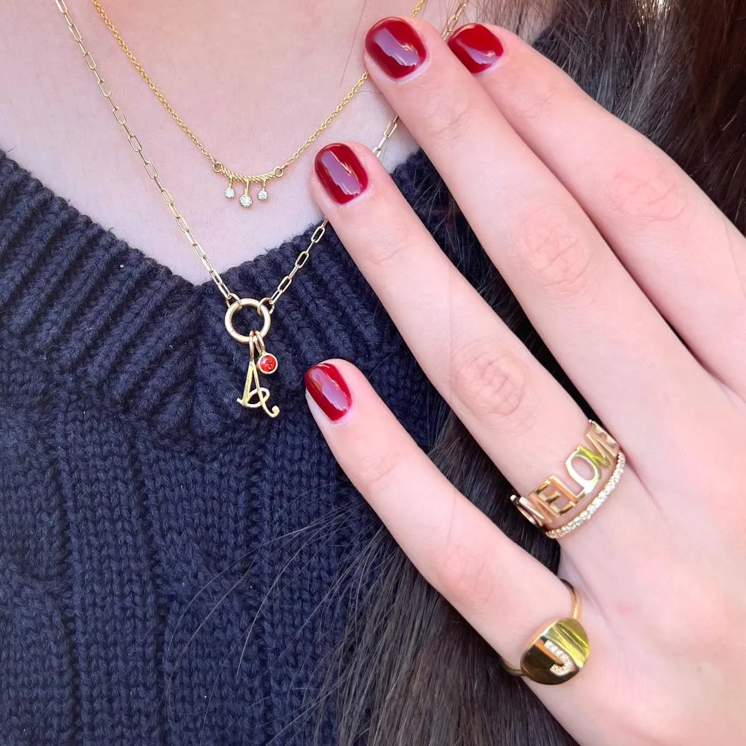 LANA MINI OVAL PAVE INITIAL PINKY SIGNET RING sold by SARAH CHLOE product image thumbnail 2