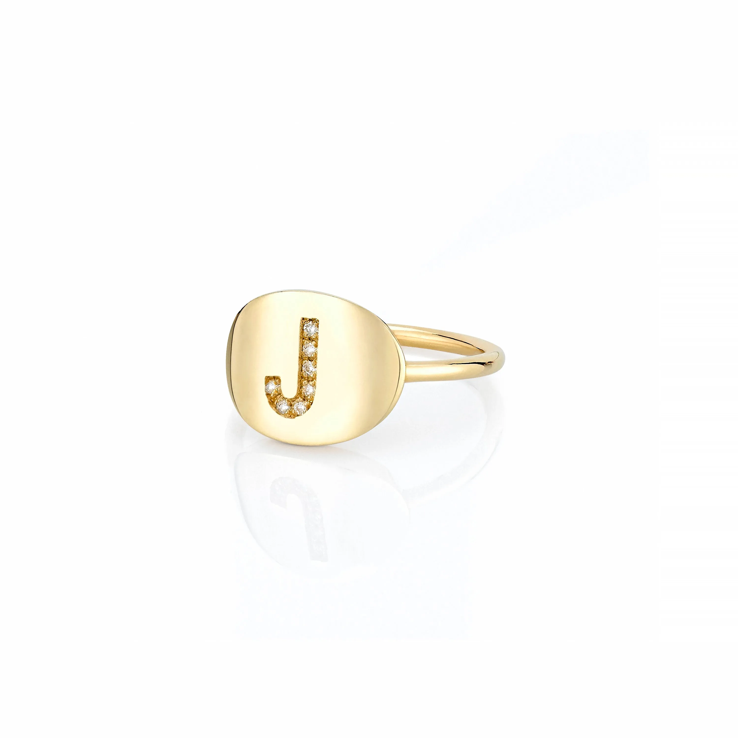 LANA MINI OVAL PAVE INITIAL PINKY SIGNET RING sold by SARAH CHLOE