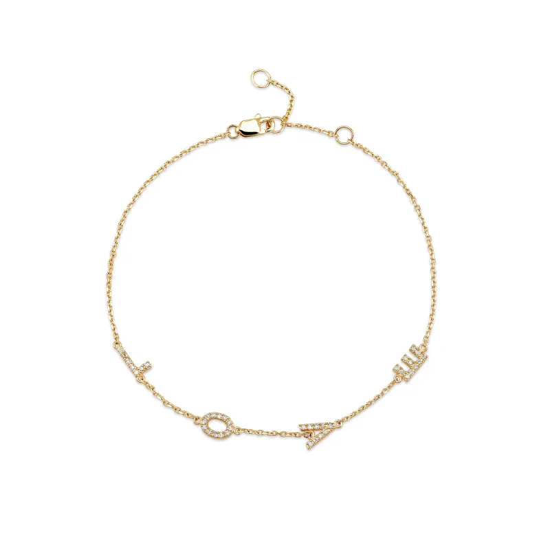 DASHA DIAMOND MULTI-INITIAL CHAIN BRACELET sold by SARAH CHLOE