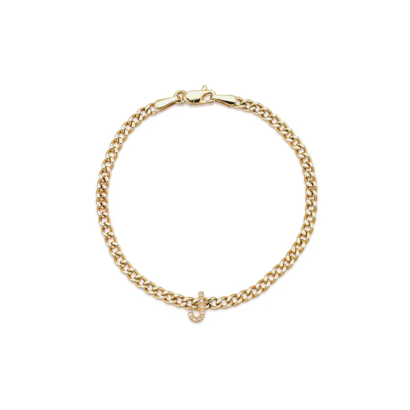 RILEY DIAMOND INITIAL CURB CHAIN BRACELET sold by SARAH CHLOE