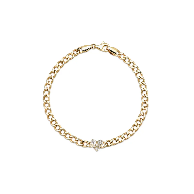 RILEY DIAMOND HEART CURB CHAIN BRACELET sold by SARAH CHLOE