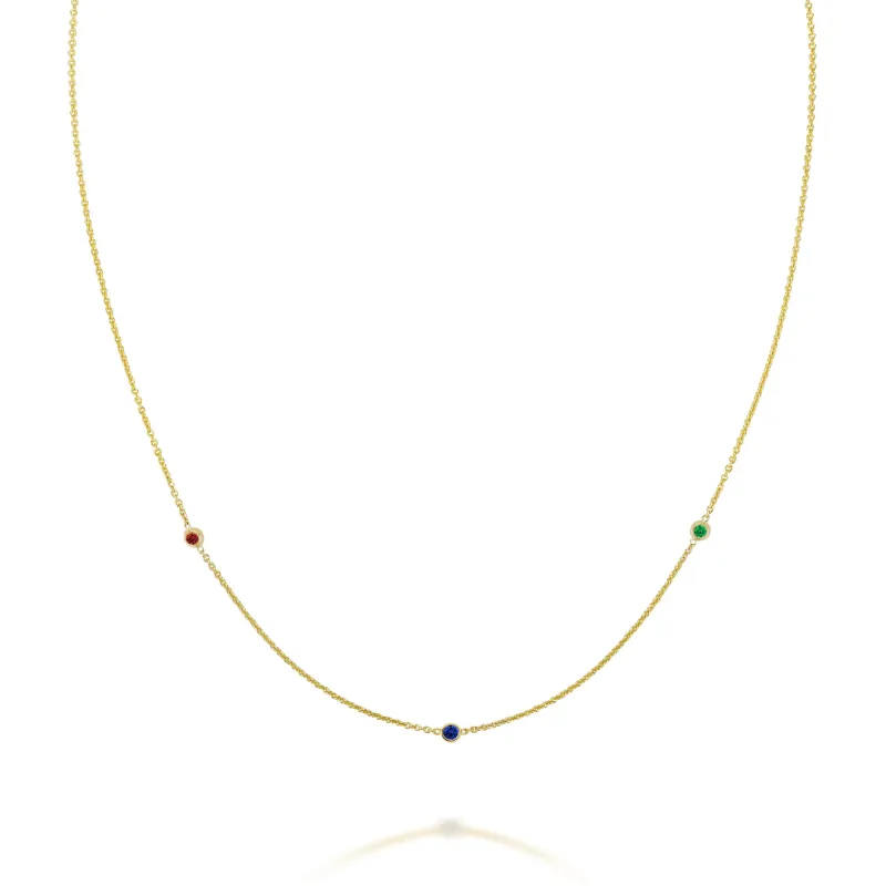 SLDA TRIO CUSTOM BIRTHSTONE NECKLACE made by SARAH CHLOE