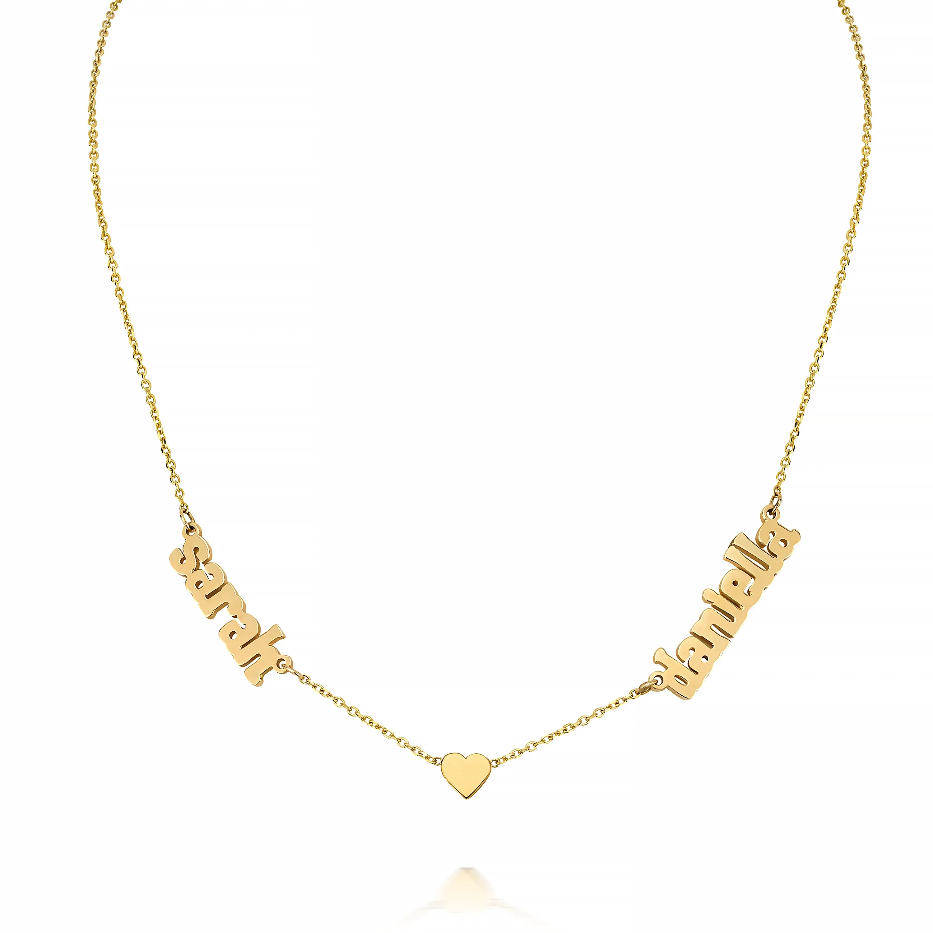 AVA DUO NAME NECKLACE WITH HEART sold by SARAH CHLOE