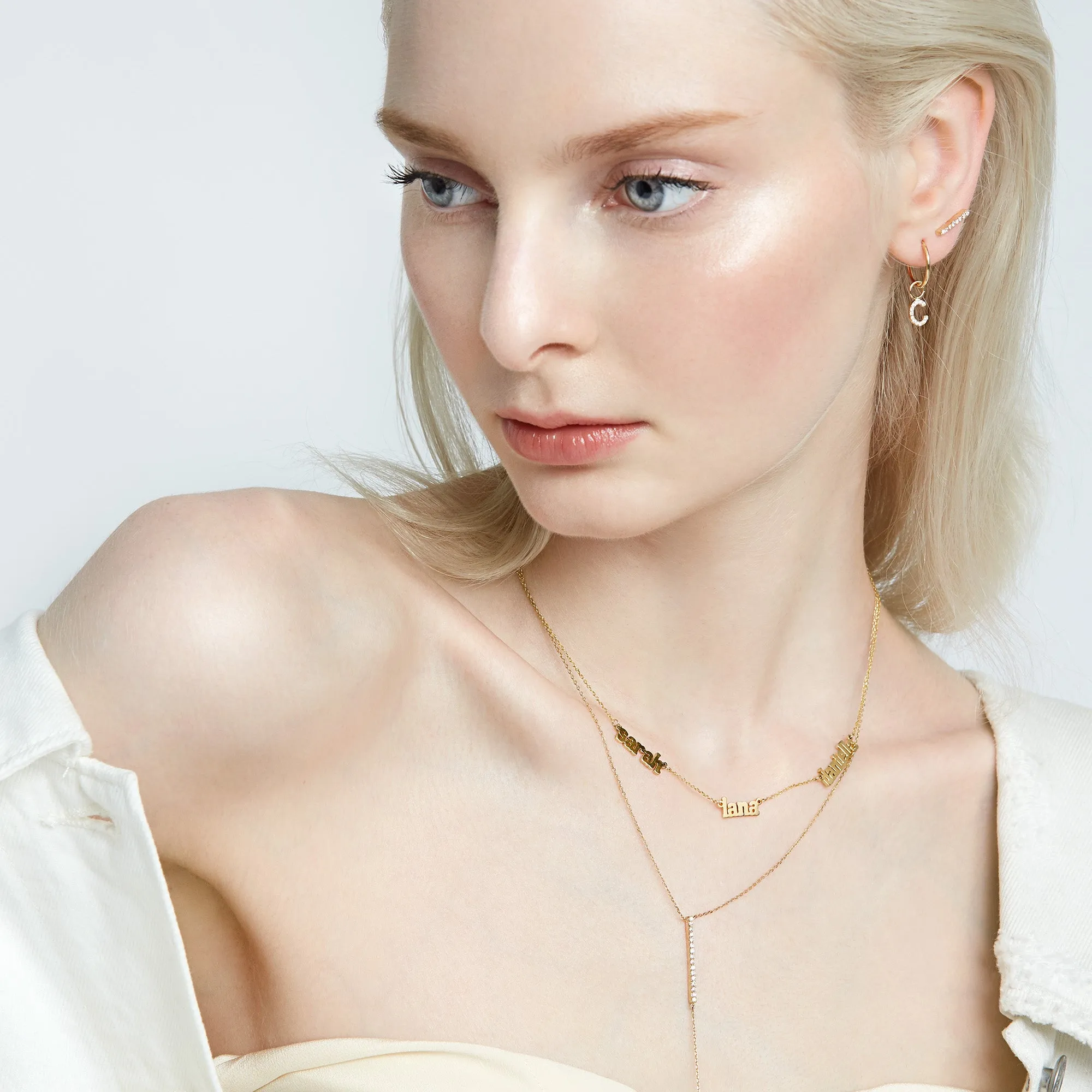 AVA DUO NAME NECKLACE WITH DIAMOND sold by SARAH CHLOE product image thumbnail 2