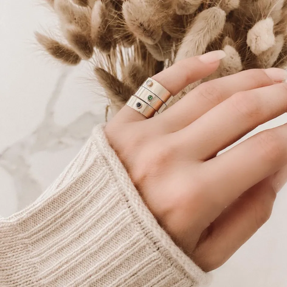 SLDA BIRTHSTONE STACKABLE CIGAR RING BAND sold by SARAH CHLOE product image thumbnail 3