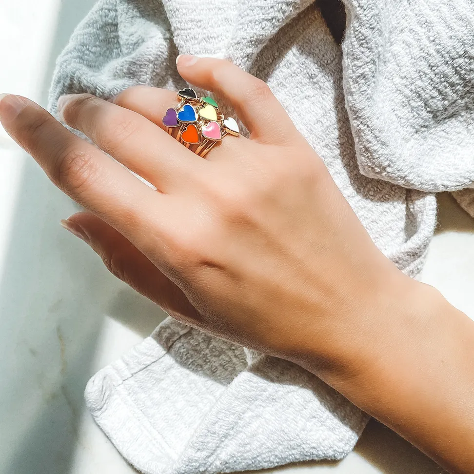 LOVE COUNT ® ENAMEL STACKABLE HEART RING sold by SARAH CHLOE product image thumbnail 4