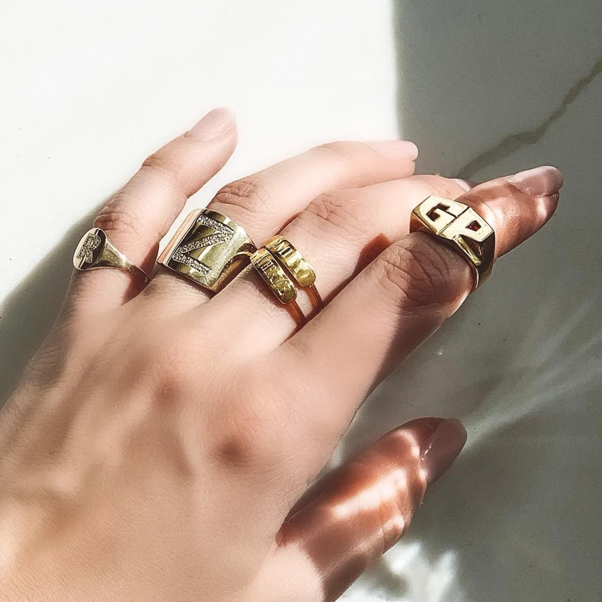 LANA CIGAR DIAMOND INITIAL SIGNET RING sold by SARAH CHLOE product image thumbnail 2