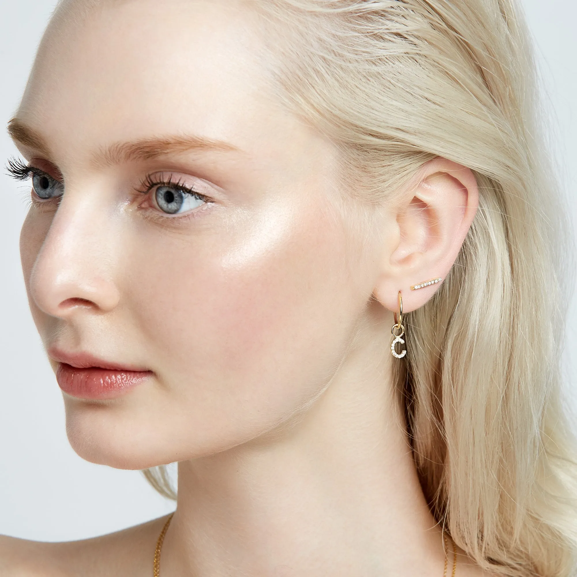 AMELIA DIAMOND INITIAL HOOP SINGLES sold by SARAH CHLOE product image thumbnail 2