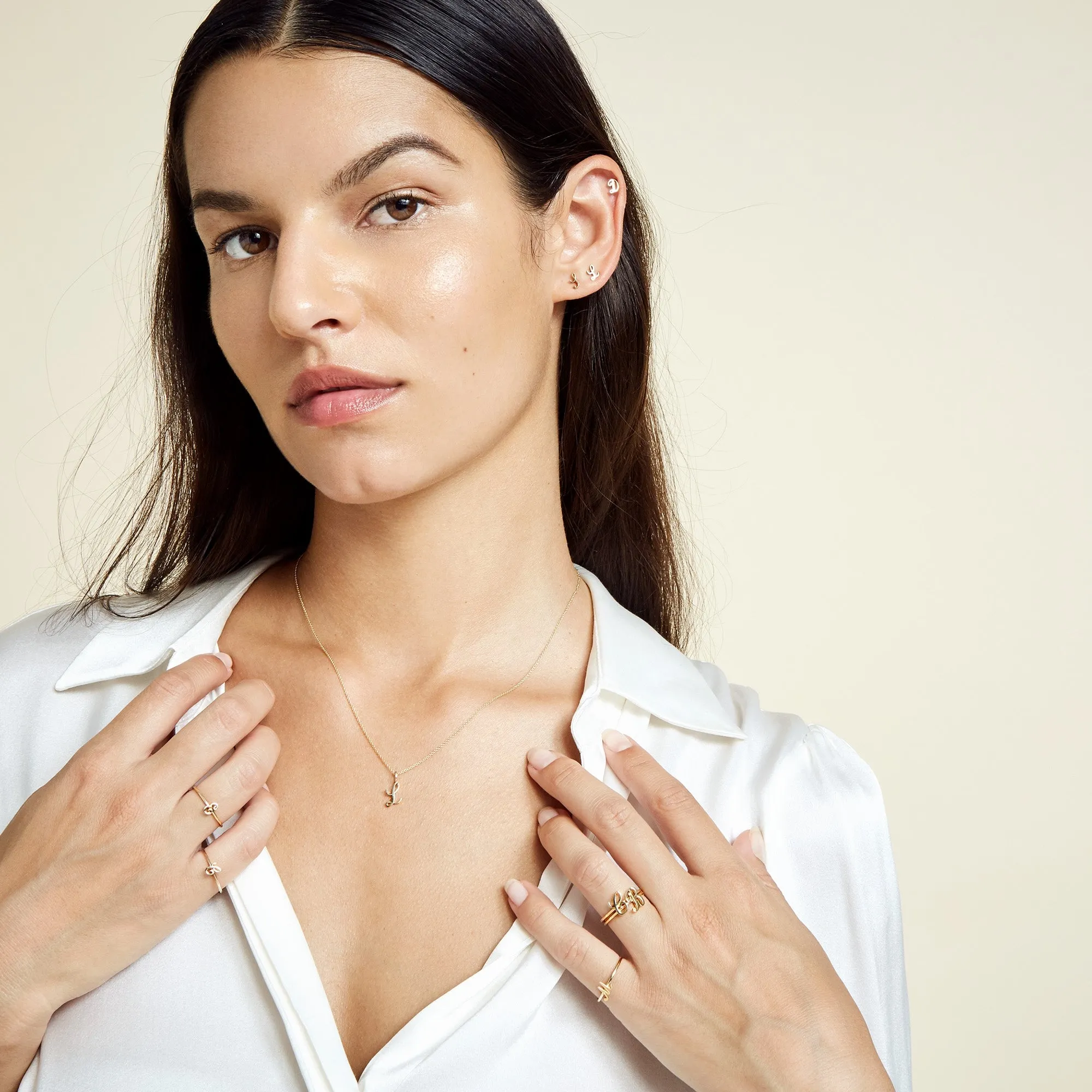 AMELIA SCRIPT INITIAL STUD SINGLES sold by SARAH CHLOE product image thumbnail 2