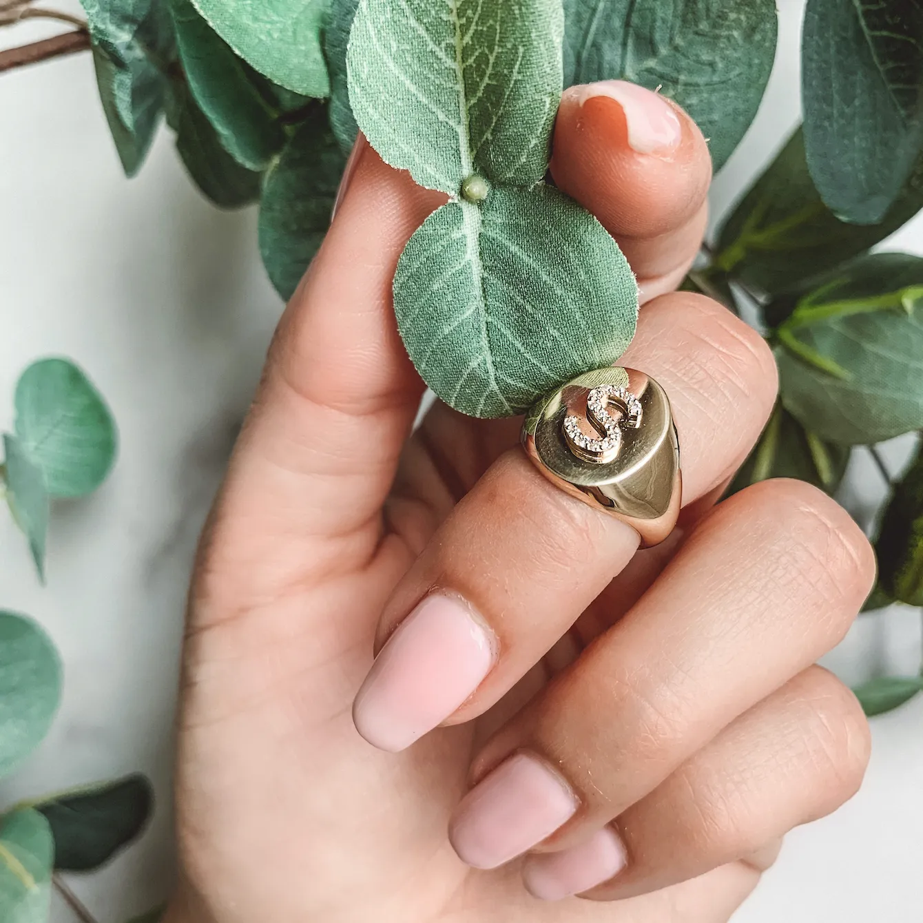 KARI DIAMOND INITIAL OVAL SIGNET RING sold by SARAH CHLOE product image thumbnail 2