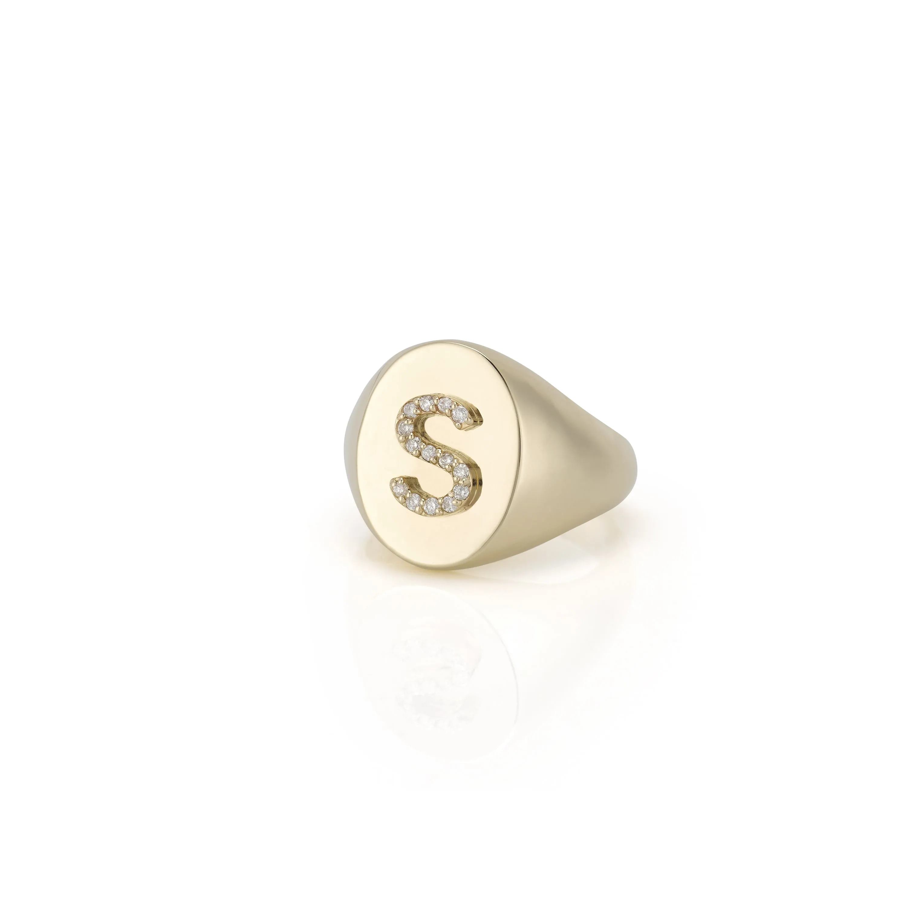 KARI DIAMOND INITIAL OVAL SIGNET RING sold by SARAH CHLOE