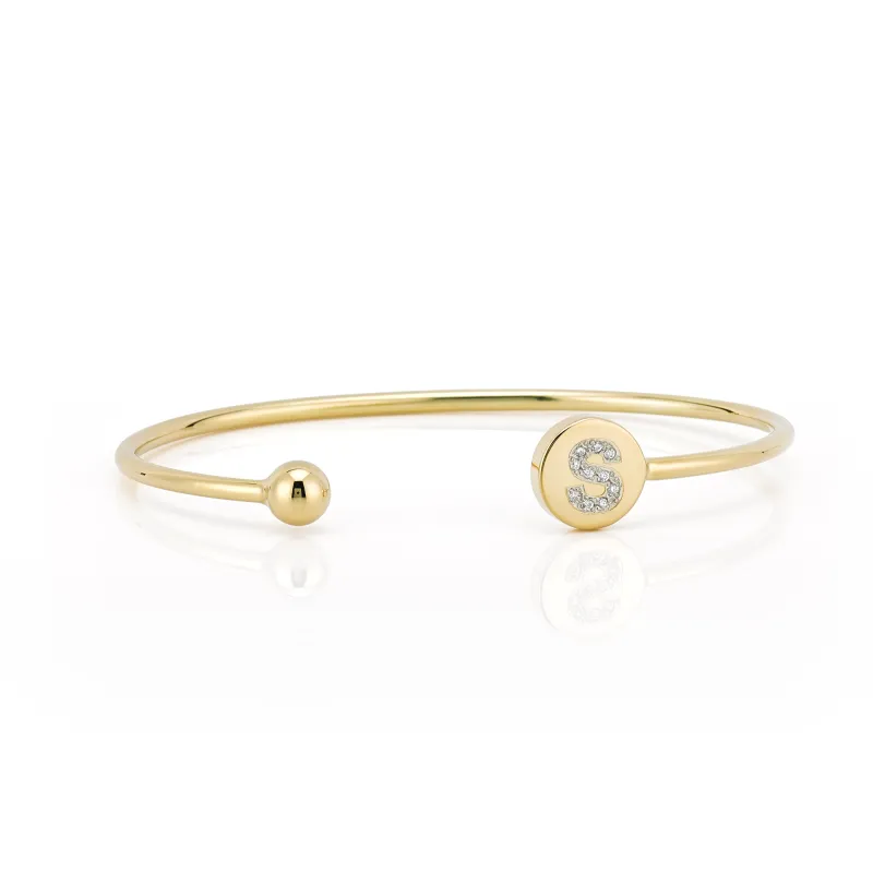 ELLE ROUND DIAMOND INITIAL BANGLE sold by SARAH CHLOE