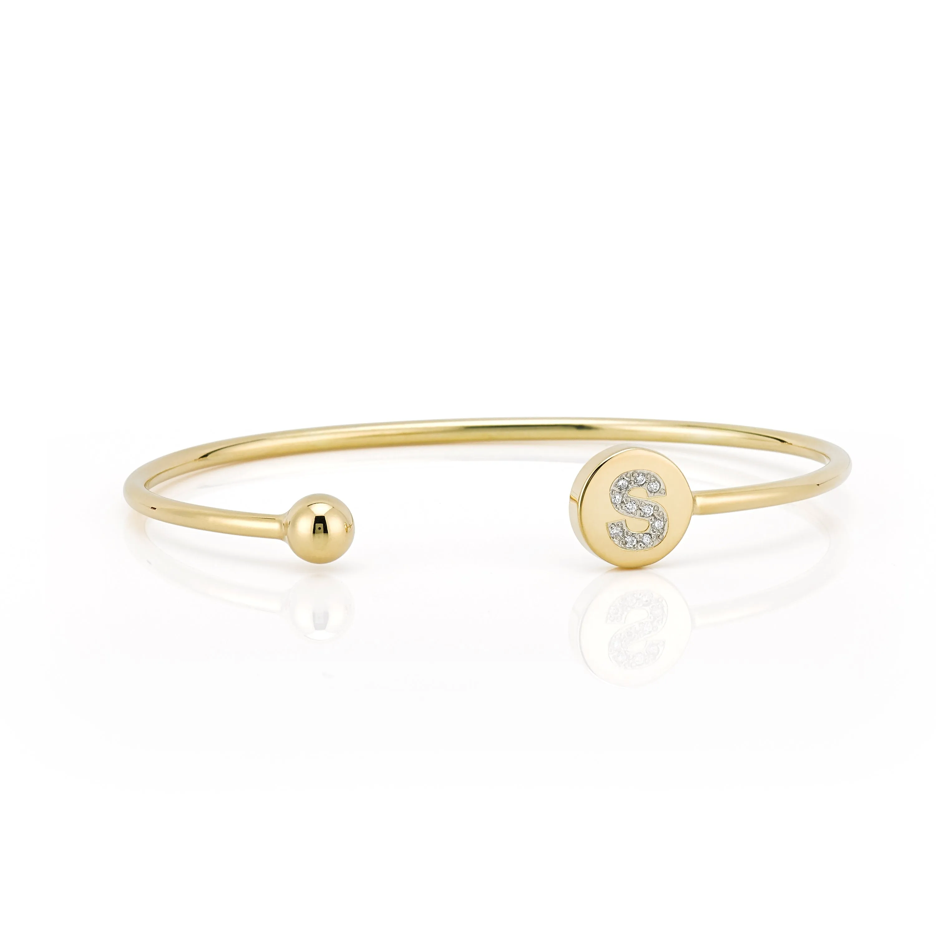 ELLE ROUND DIAMOND INITIAL BANGLE sold by SARAH CHLOE
