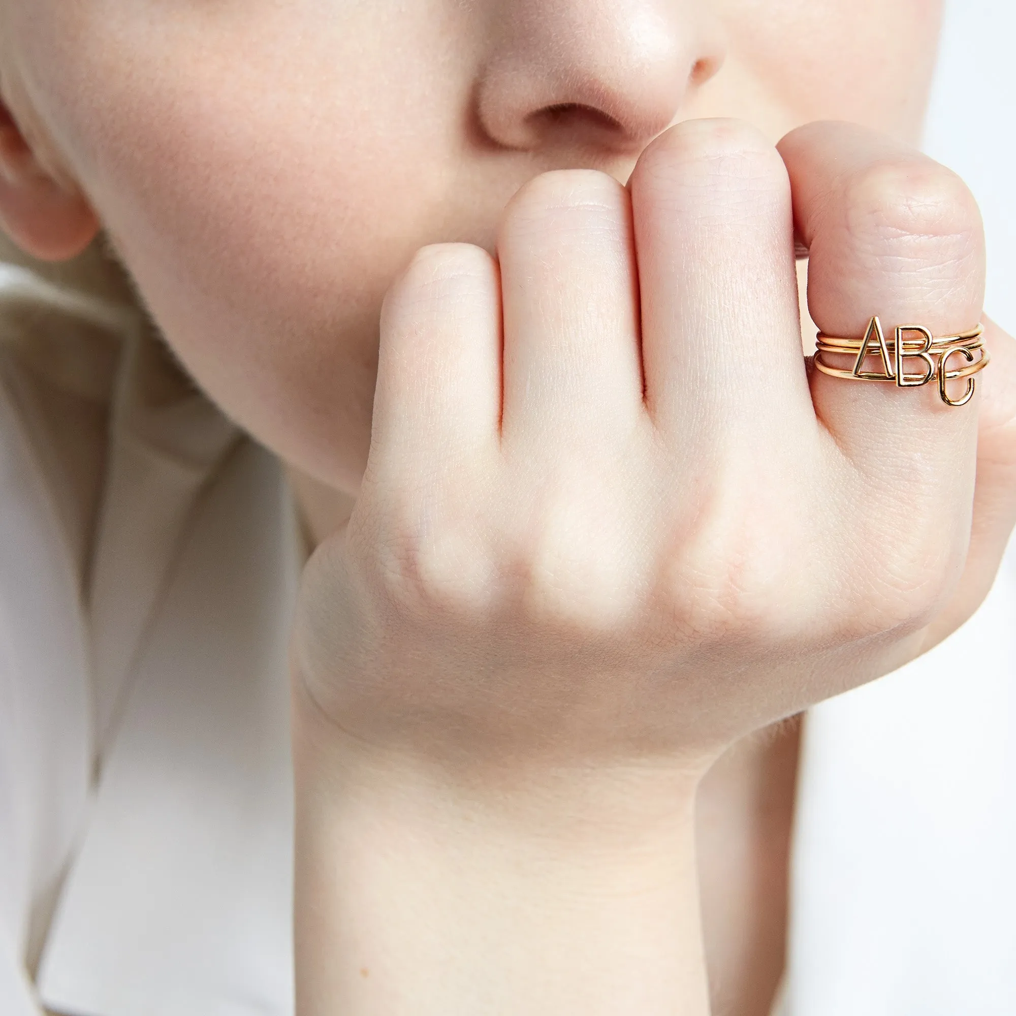 AMELIA STACKABLE INITIAL RING sold by SARAH CHLOE product image thumbnail 2