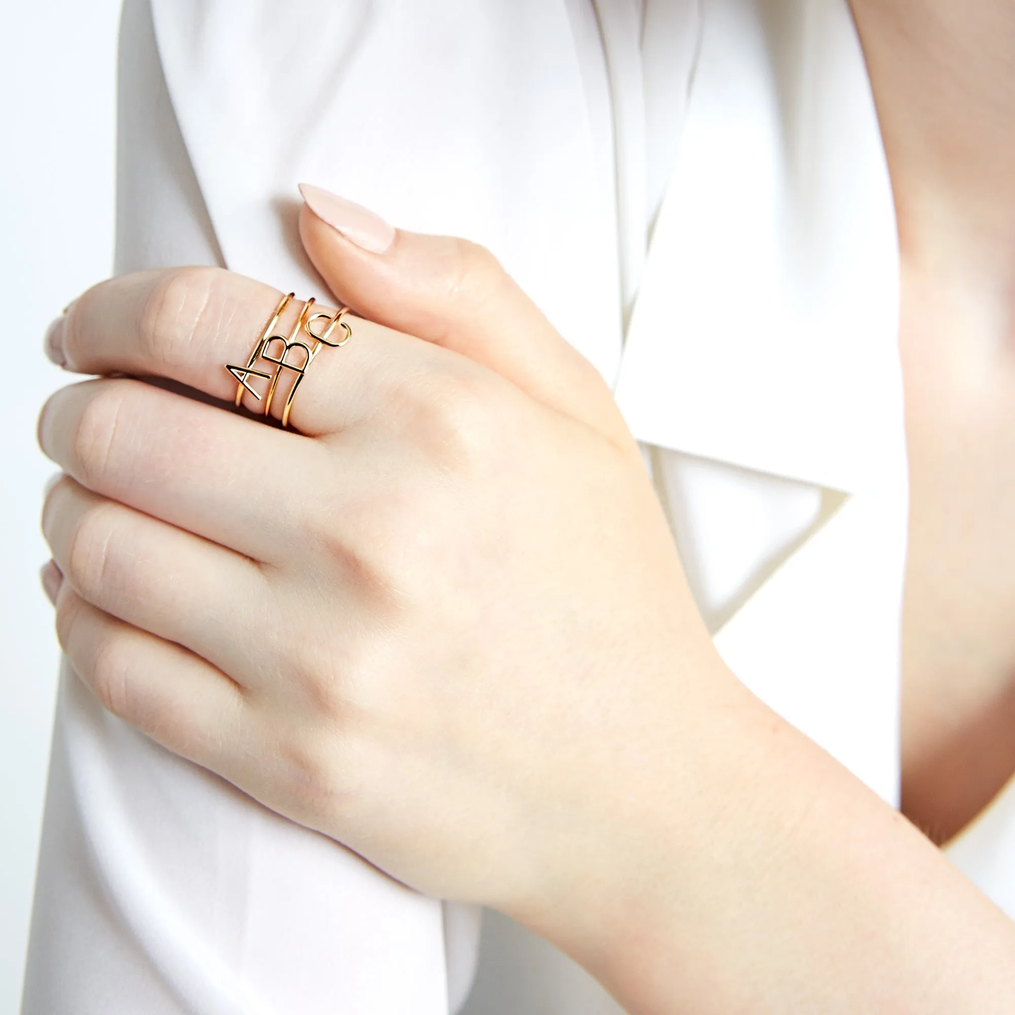 AMELIA STACKABLE INITIAL RING sold by SARAH CHLOE product image thumbnail 3