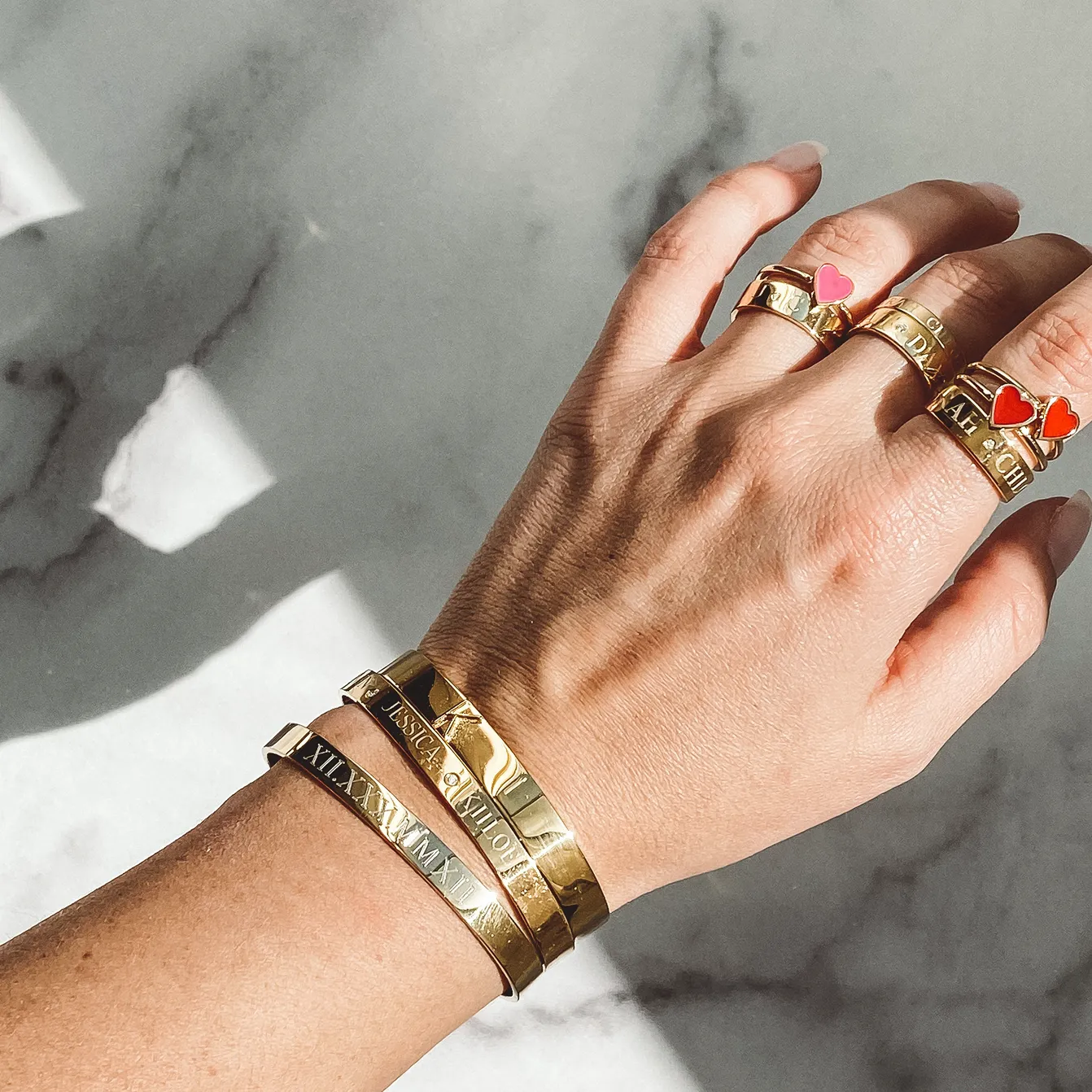 CIELA DIAMOND-DUO INITIAL RING BAND sold by SARAH CHLOE product image thumbnail 4