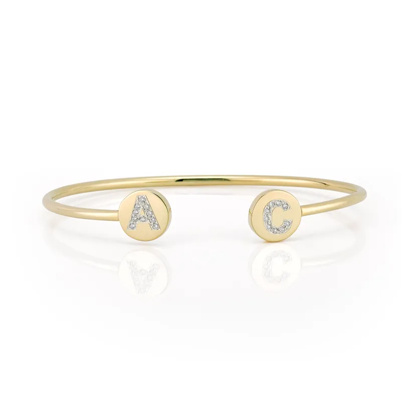 DOUBLE ELLE ROUND- PAVE DIAMOND INITIAL sold by SARAH CHLOE