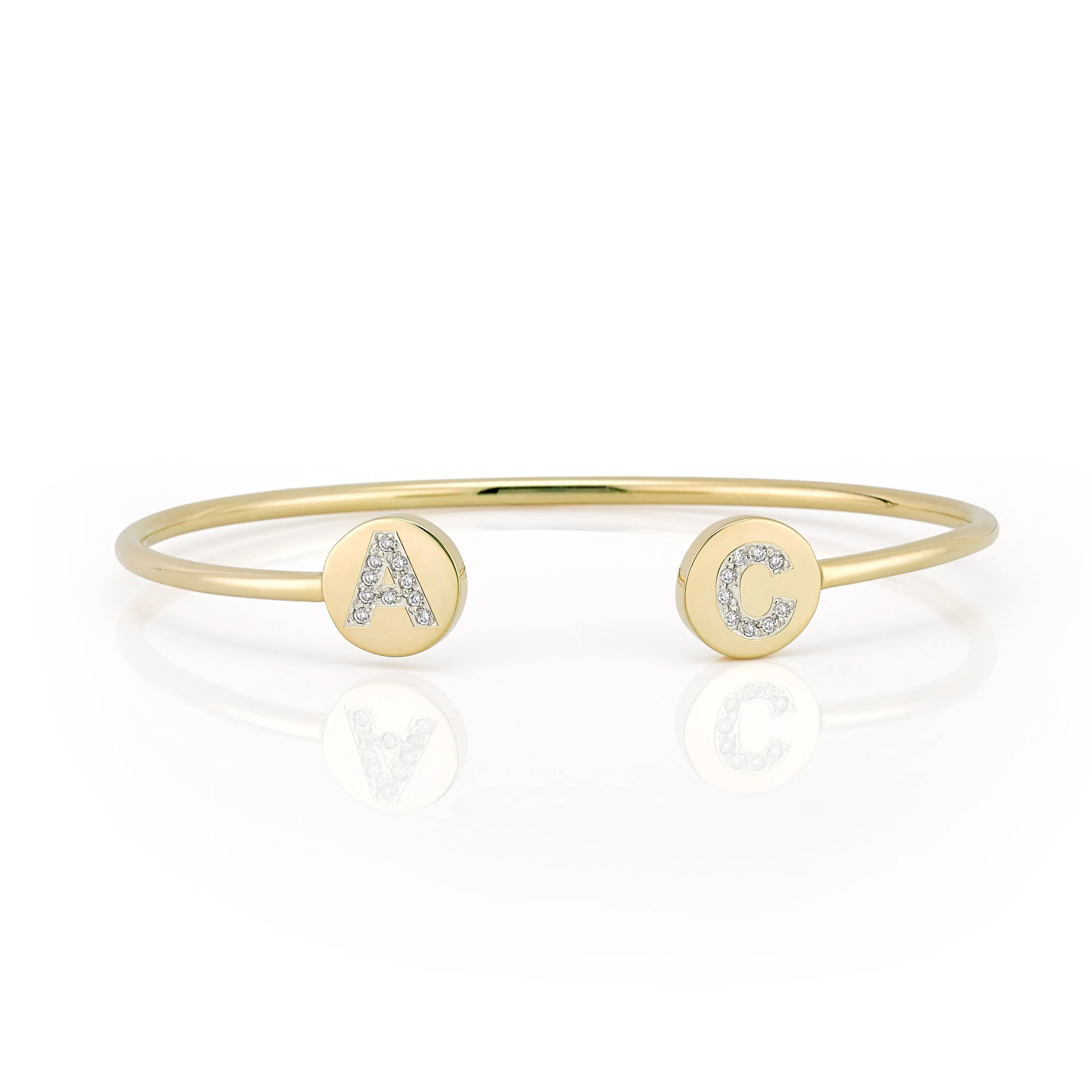 DOUBLE ELLE ROUND- PAVE DIAMOND INITIAL sold by SARAH CHLOE