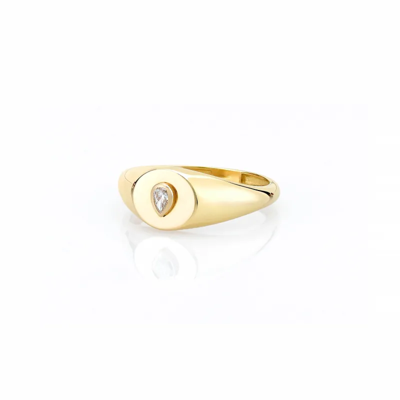 LANA MINI RAISED DIAMOND PINKY SIGNET RING sold by SARAH CHLOE