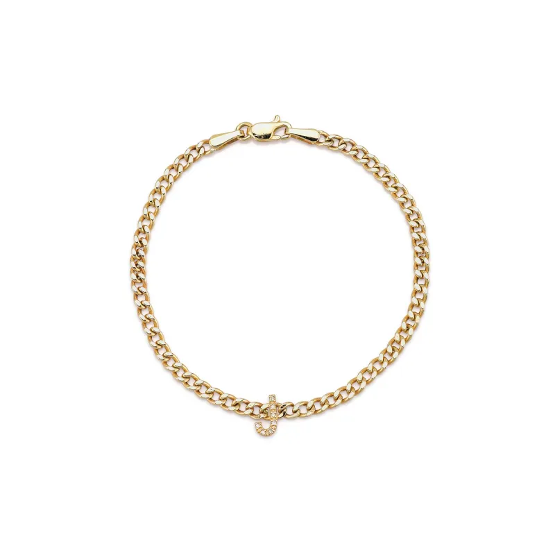 RILEY DIAMOND INITIAL CURB CHAIN BRACELET sold by SARAH CHLOE