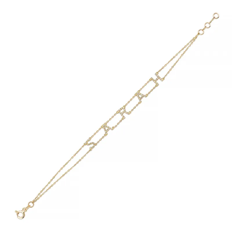 RIAVA DOUBLE CHAIN DIAMOND NAME BRACELET sold by SARAH CHLOE