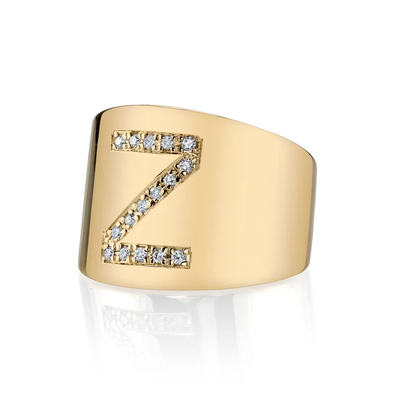 LANA CIGAR DIAMOND INITIAL SIGNET RING sold by SARAH CHLOE