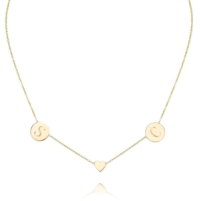 CARA DUO INITIAL CHARM NECKLACE made by SARAH CHLOE