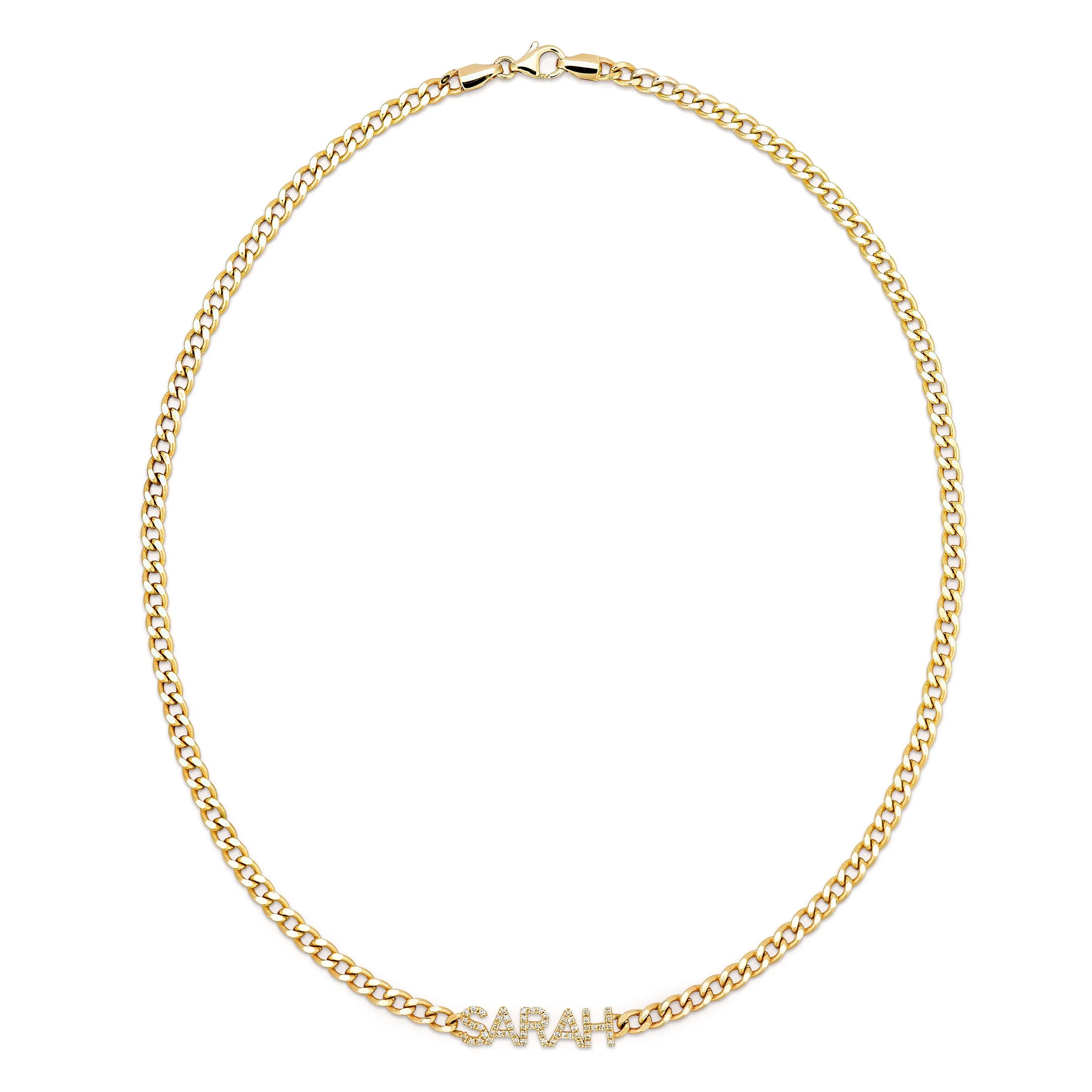 RILEY DIAMOND NAME CURB CHAIN NECKLACE sold by SARAH CHLOE