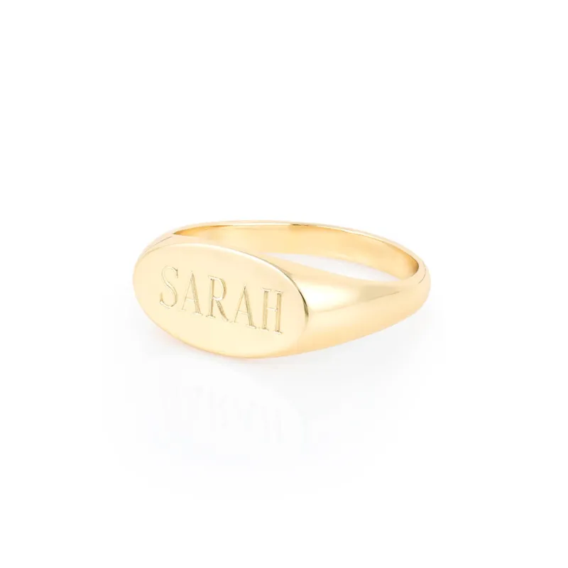 LANA TEXT SIGNET RING made by SARAH CHLOE