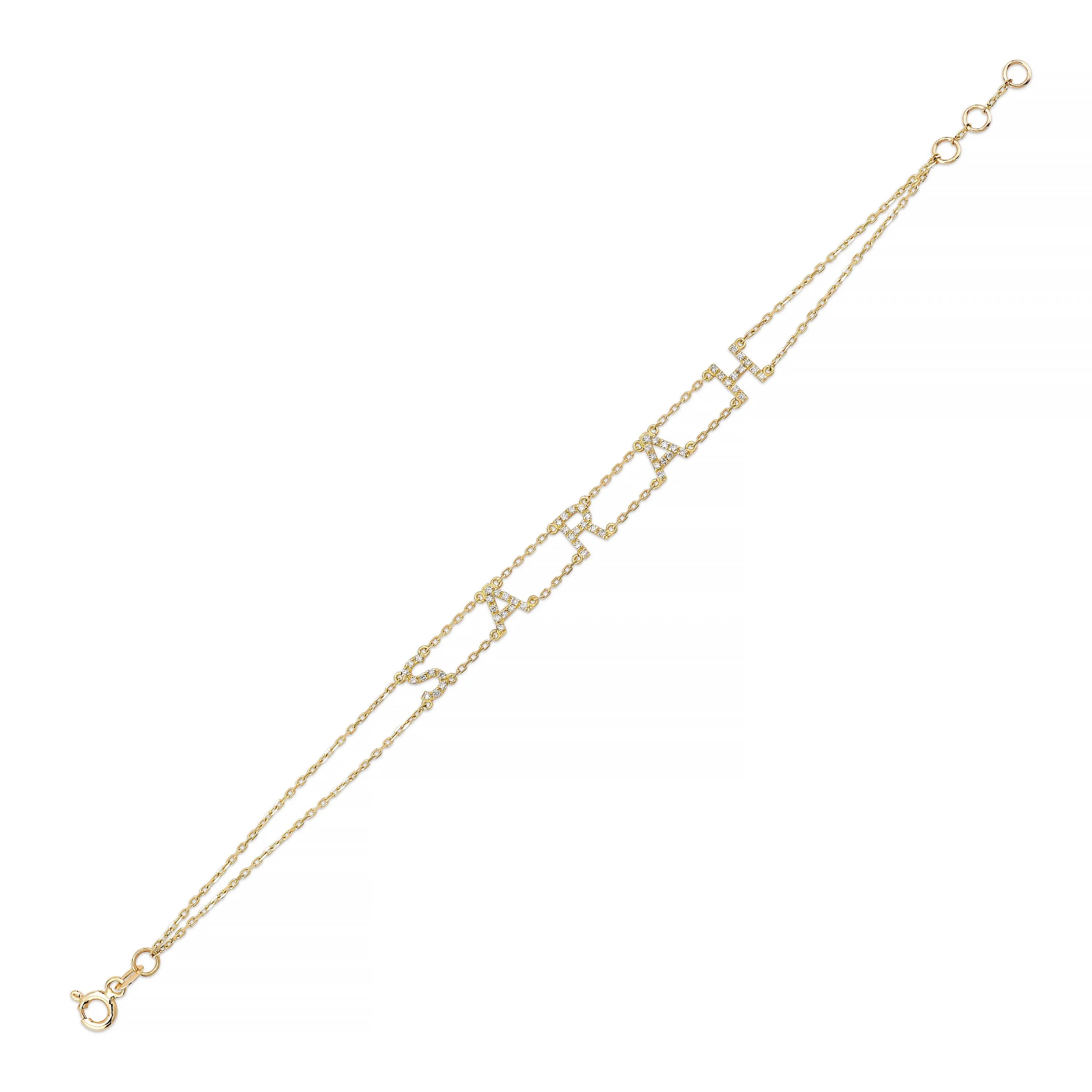 RIAVA DOUBLE CHAIN DIAMOND NAME BRACELET sold by SARAH CHLOE