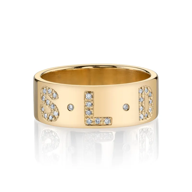 CIELA PAVE DIAMOND MULTI INITIAL RING made by SARAH CHLOE