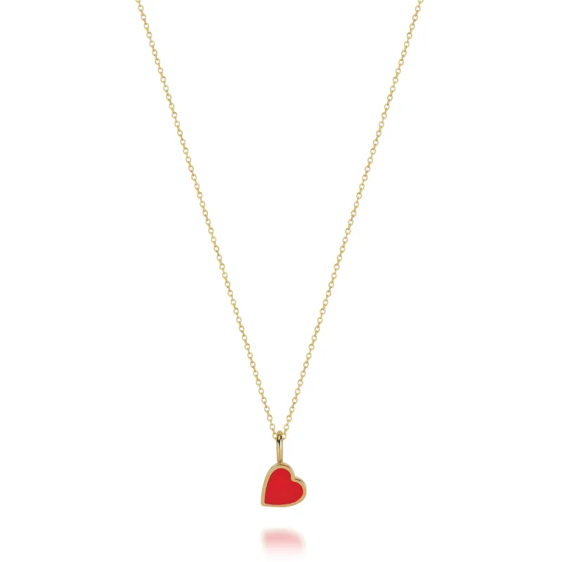 LOVE COUNT ® ENAMEL HEART NECKLACE-RED made by SARAH CHLOE