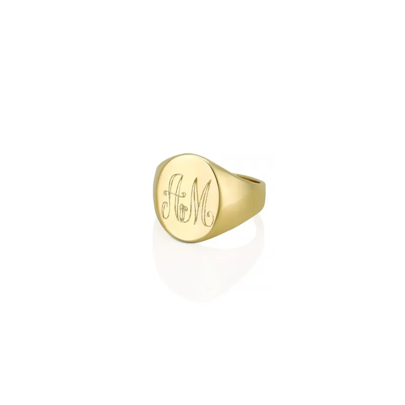 LANA OVAL 2-LETTER MONOGRAM SIGNET RING made by SARAH CHLOE