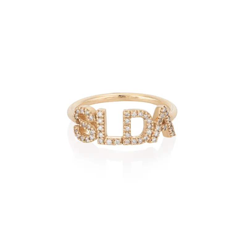 RIAVA DIAMOND NAME RING made by SARAH CHLOE