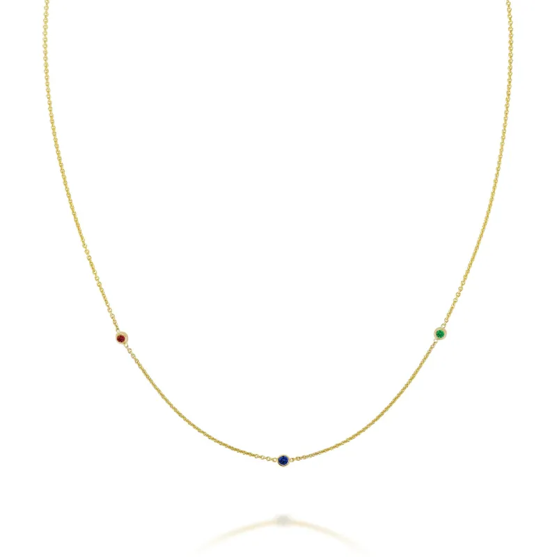 SLDA TRIO CUSTOM BIRTHSTONE NECKLACE made by SARAH CHLOE