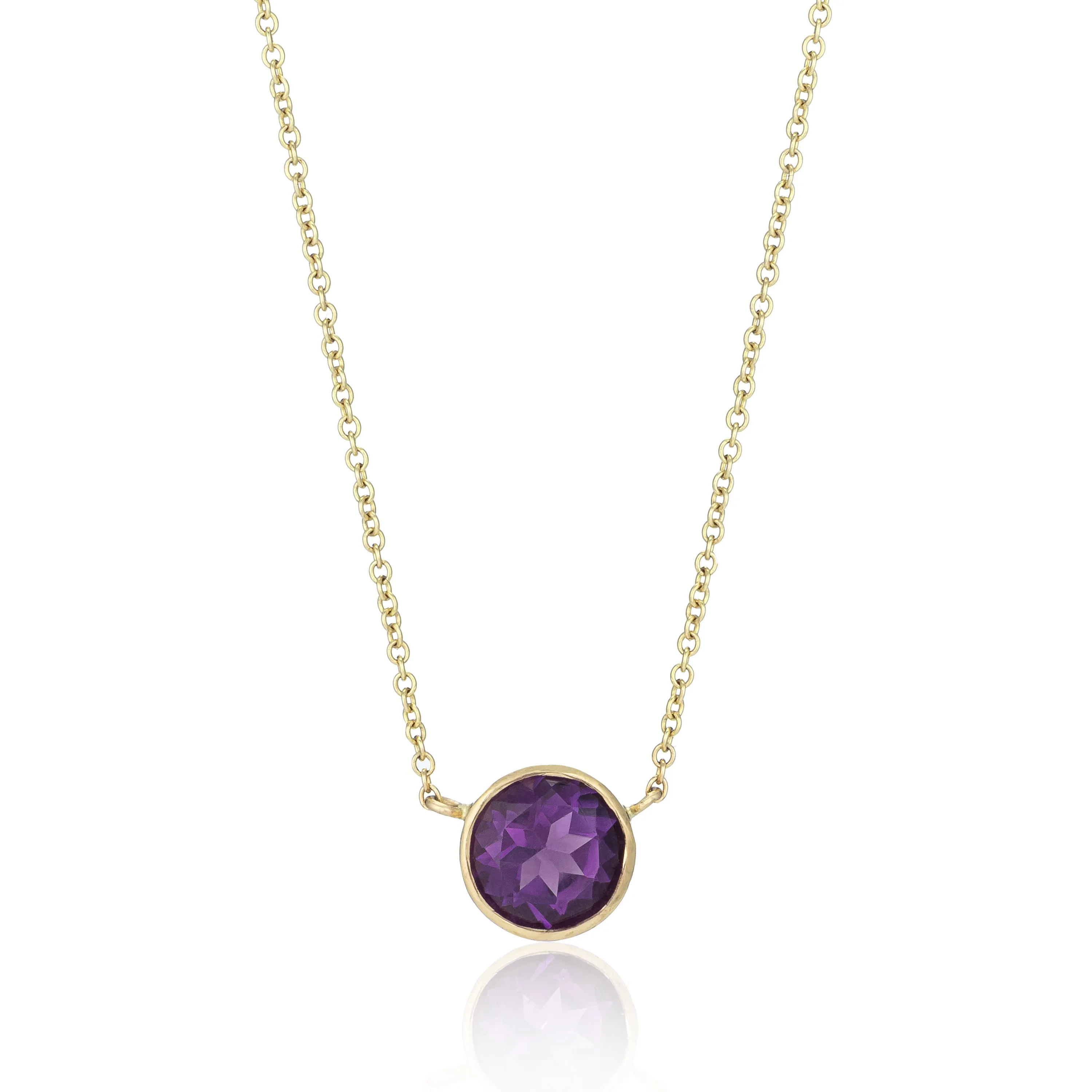 ADDISON SOLITAIRE BIRTHSTONE BEZEL ROUND NECKLACE sold by SARAH CHLOE