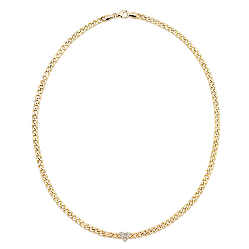 RILEY DIAMOND HEART CURB CHAIN NECKLACE made by SARAH CHLOE