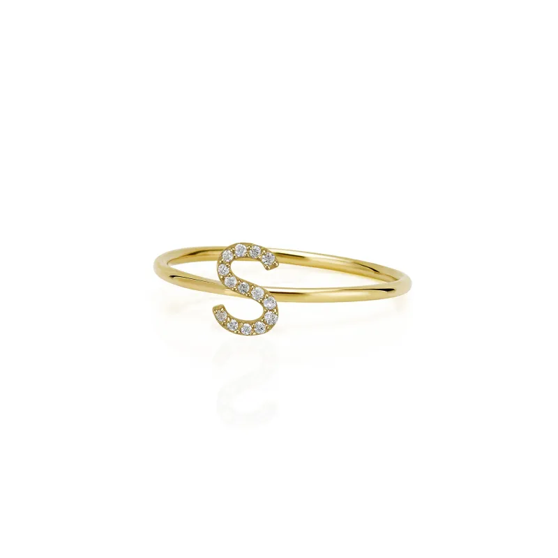 AMELIA STACKABLE DIAMOND INITIAL RING made by SARAH CHLOE