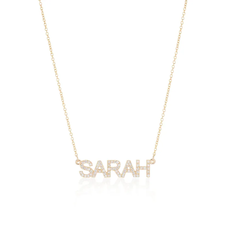 RIAVA DIAMOND BLOCK NAME NECKLACE made by SARAH CHLOE