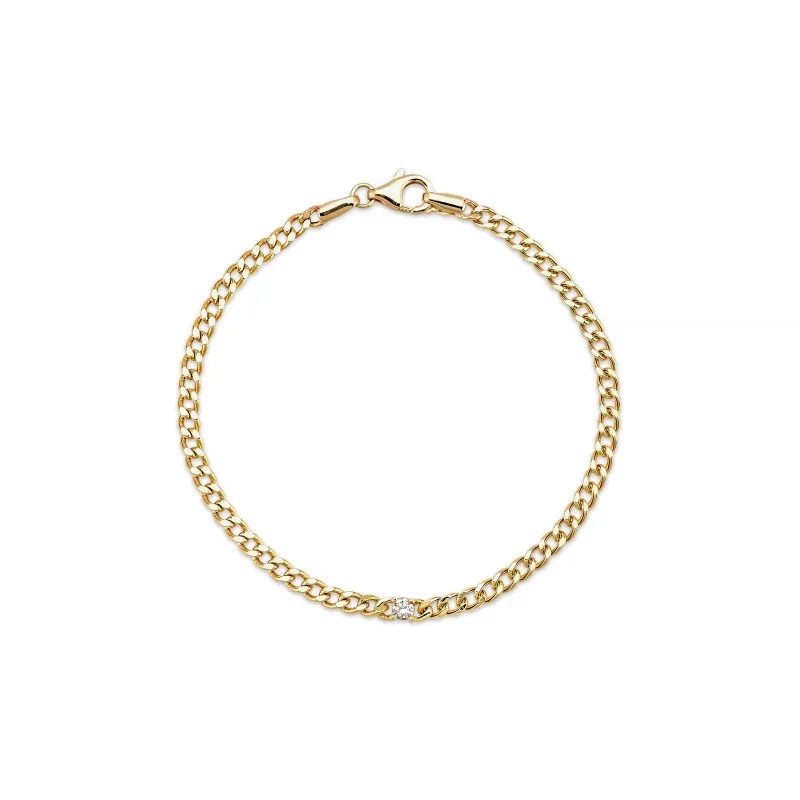 RILEY SOLITAIRE CURB CHAIN BRACELET made by SARAH CHLOE