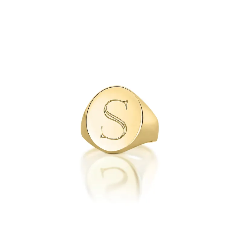 LANA PINKY OVAL SIGNET RING made by SARAH CHLOE