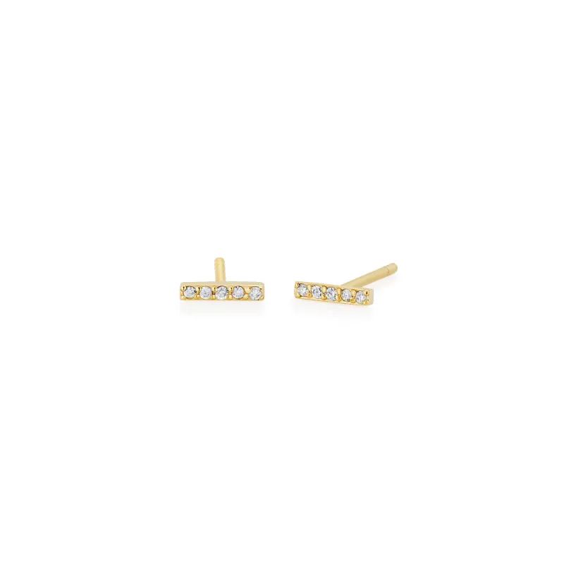 SLDA MINI DIAMOND BAR EARRING (PAIR) made by SARAH CHLOE