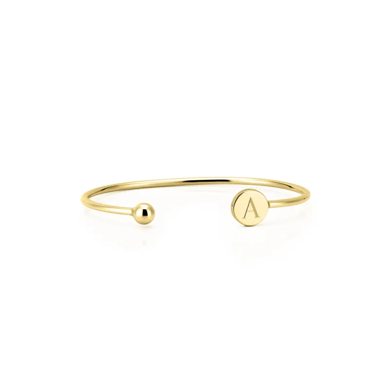 ELLE ROUND INITIAL BANGLE made by SARAH CHLOE