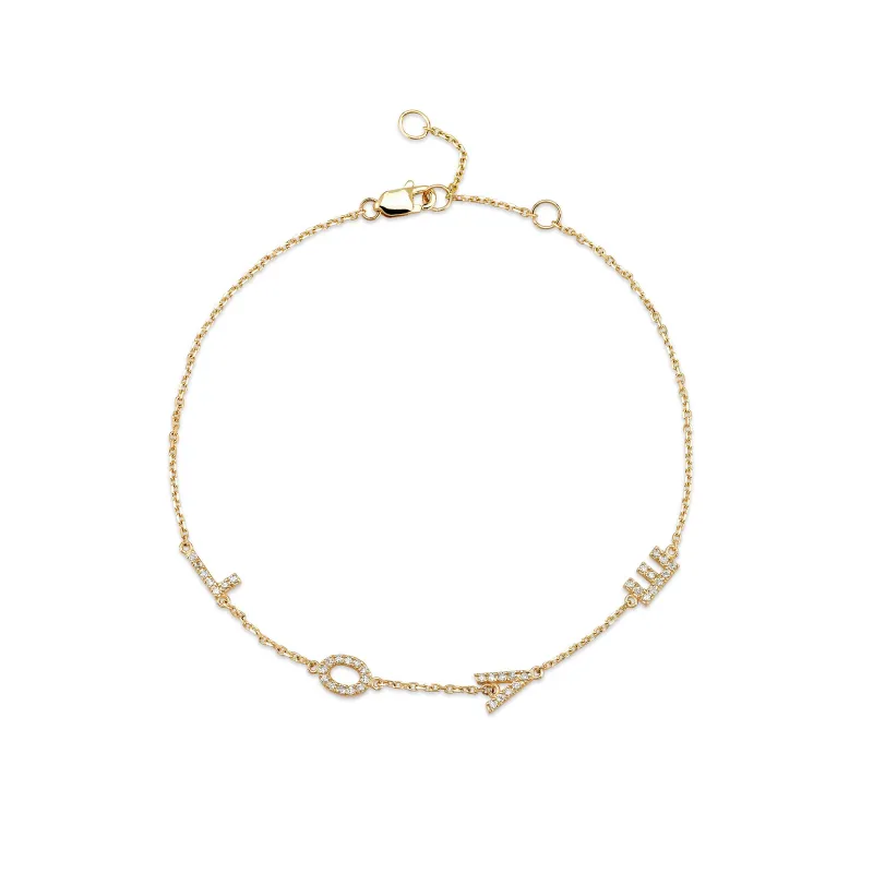 DASHA DIAMOND MULTI-INITIAL CHAIN BRACELET made by SARAH CHLOE