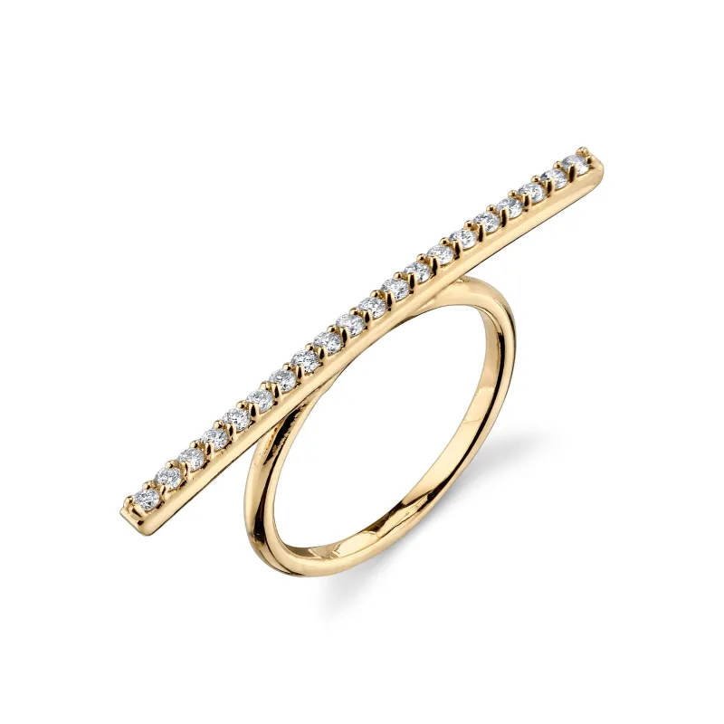 LARGE DIAMOND BAR RING made by SARAH CHLOE