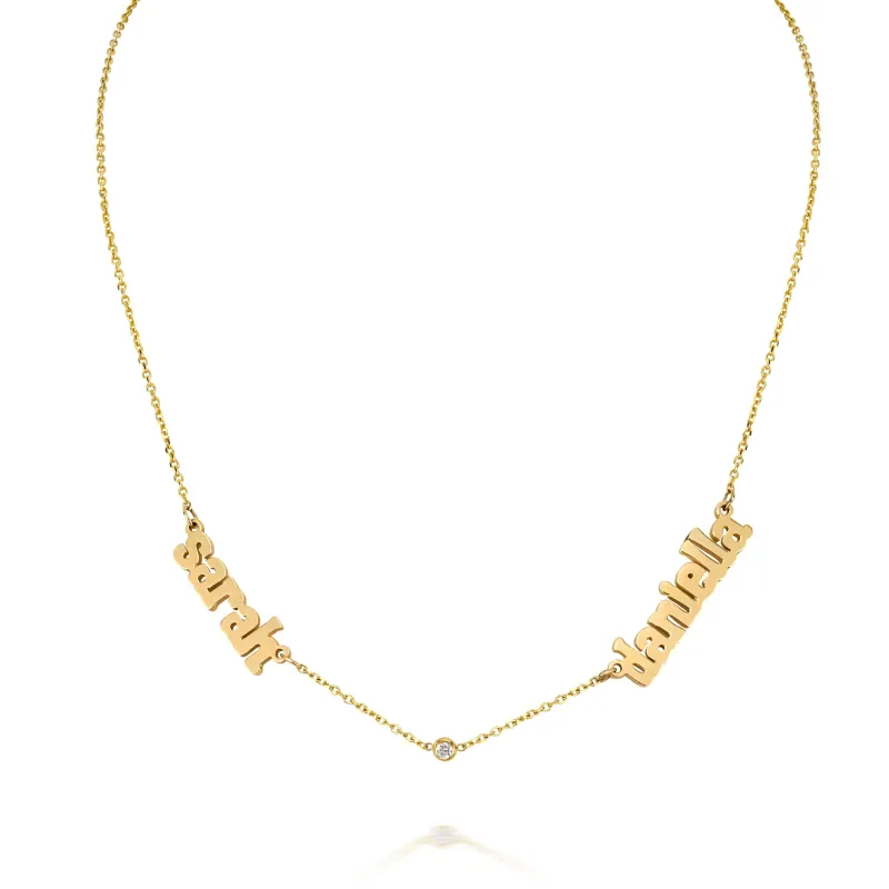 AVA DUO NAME NECKLACE WITH DIAMOND made by SARAH CHLOE